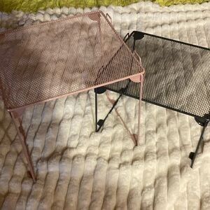 Pink and grey desk organizer shelf